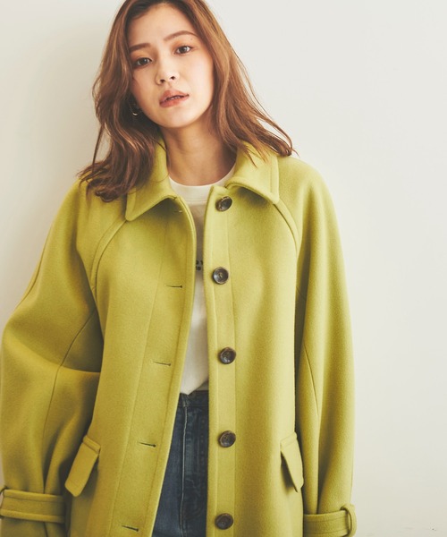 FREE'S MART(フリーズマート)の「【Sシリーズ対応】◆ジャージメルトンステンカラーコート(ステンカラーコート・レディース・オフホワイト/ピンク/ライム/モカ・SMALL/MEDIUM)」の12枚目の写真