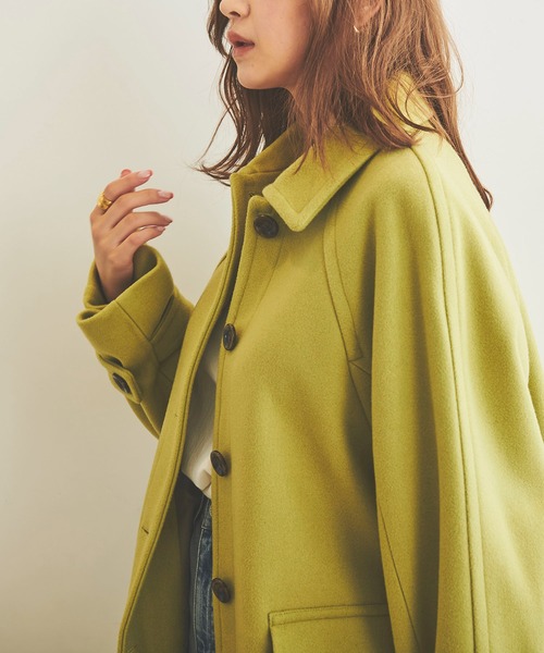 FREE'S MART(フリーズマート)の「【Sシリーズ対応】◆ジャージメルトンステンカラーコート(ステンカラーコート・レディース・オフホワイト/ピンク/ライム/モカ・SMALL/MEDIUM)」の16枚目の写真