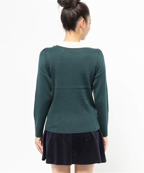 one after another NICE CLAUP（ワンアフターアナザーナイスクラップ）の「【ナイスクラップ】襟付リブニット（ニット/セーター・レディース・オフホワイト/グリーン/ボルドー/ブラック・FREE）」の10枚目の写真