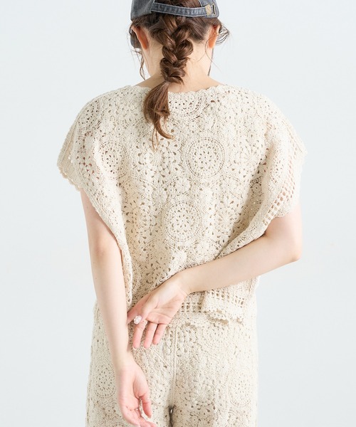 PUAL CE CIN（ピュアルセシン）の「コード糸レースプルオーバー（ニット/セーター・レディース・ブラック/グレー/ナチュラル・FREE）」の4枚目の写真