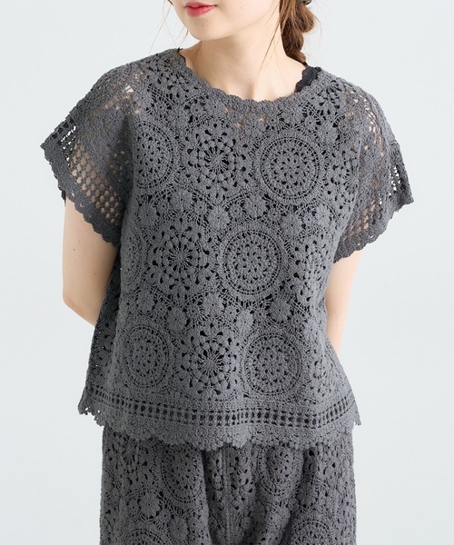 PUAL CE CIN（ピュアルセシン）の「コード糸レースプルオーバー（ニット/セーター・レディース・ブラック/グレー/ナチュラル・FREE）」の10枚目の写真