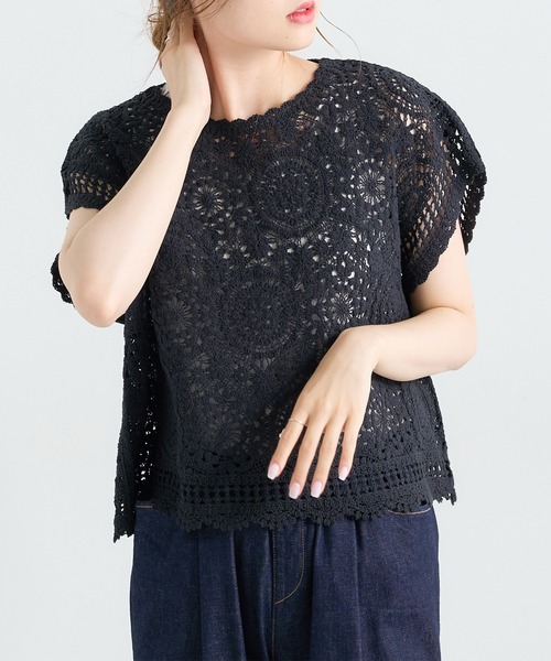 PUAL CE CIN（ピュアルセシン）の「コード糸レースプルオーバー（ニット/セーター・レディース・ブラック/グレー/ナチュラル・FREE）」の11枚目の写真