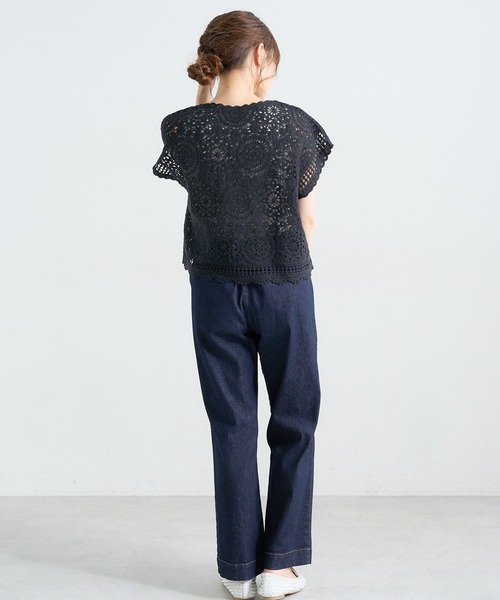 PUAL CE CIN（ピュアルセシン）の「コード糸レースプルオーバー（ニット/セーター・レディース・ブラック/グレー/ナチュラル・FREE）」の7枚目の写真