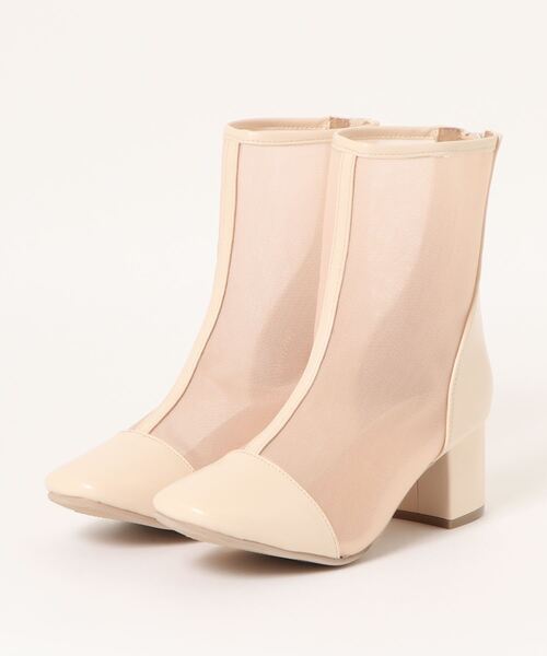 Shoes in Closet（シューズインクローゼット）の「スクエアトゥ シアーチュール メッシュ ブーツ 1869WB（ブーツ・レディース・アイボリー/ブラック/ダークブラウン/グレー・3L/M/XS/L/LL/S）」の10枚目の写真