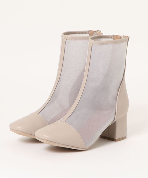 Shoes in Closet（シューズインクローゼット）の「スクエアトゥ シアーチュール メッシュ ブーツ 1869WB（ブーツ・レディース・アイボリー/ブラック/ダークブラウン/グレー・3L/M/XS/L/LL/S）」の12枚目の写真