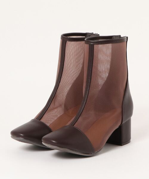 Shoes in Closet（シューズインクローゼット）の「スクエアトゥ シアーチュール メッシュ ブーツ 1869WB（ブーツ・レディース・アイボリー/ブラック/ダークブラウン/グレー・3L/M/XS/L/LL/S）」の13枚目の写真