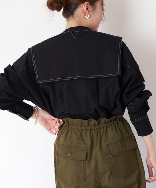 CIAOPANIC TYPY（チャオパニックティピー）の「【2WAY】セーラーカラーブラウス（シャツ/ブラウス・レディース・ブラック/ピンク/ホワイト・ONE SIZE）」の3枚目の写真