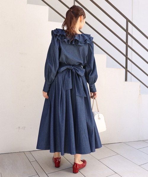 one after another NICE CLAUP（ワンアフターアナザーナイスクラップ）の「【WEB限定色あり】バックリボンフレアスカート<セットアップブラウスあり>（スカート・レディース・ブラック/ベージュ/ネイビー/ブラック系その他/ブラウン系その他・FREE）」の17枚目の写真