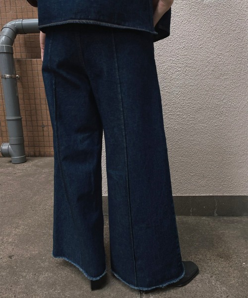 Ameri（アメリ）の「DOT BUTTON DENIM SET UP（サロペット/オーバーオール・レディース・ブラック/インディゴブルー・24inch/25inch/26inch）」の10枚目の写真