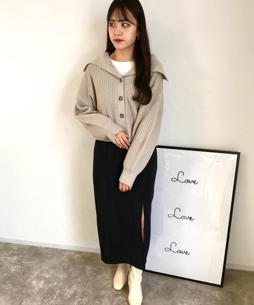 INGNI（イング）の「ツイルナロー／スカート（スカート・レディース・グリーン/ボルドー/ブラウン/ブラック/ブラック系その他/アイボリー系・FREE）」の13枚目の写真