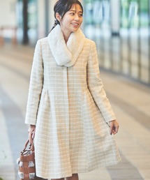 レッセパッセ　リボンティペット付ノーカラーコート　ピンク系　Mサイズ　アンゴラ混 レッセパッセ リボンティペット付ノーカラーコート ピンク系 Mサイズ