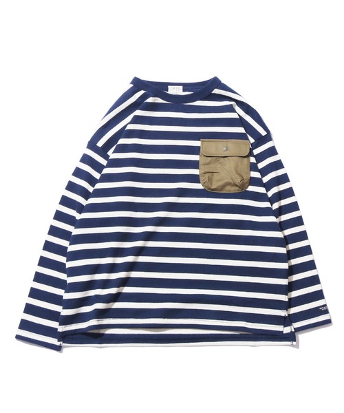 F.O.U（エフオーユー）の「F.O.KIDS/エフオーキッズ 先染めボーダービッグTシャツ ボーダーTシャツ（Tシャツ/カットソー・キッズ・ネイビー×ホワイト/ブラック×ホワイト/ブラック系その他/ブラウン系その他・140/130）」の4枚目の写真
