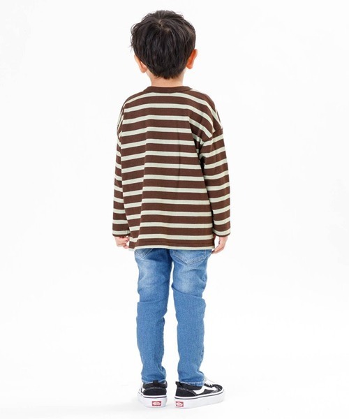 F.O.U（エフオーユー）の「F.O.KIDS/エフオーキッズ 先染めボーダービッグTシャツ ボーダーTシャツ（Tシャツ/カットソー・キッズ・ネイビー×ホワイト/ブラック×ホワイト/ブラック系その他/ブラウン系その他・140/130）」の17枚目の写真