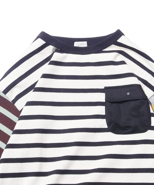 F.O.U（エフオーユー）の「F.O.KIDS/エフオーキッズ 先染めボーダービッグTシャツ ボーダーTシャツ（Tシャツ/カットソー・キッズ・ネイビー×ホワイト/ブラック×ホワイト/ブラック系その他/ブラウン系その他・140/130）」の16枚目の写真