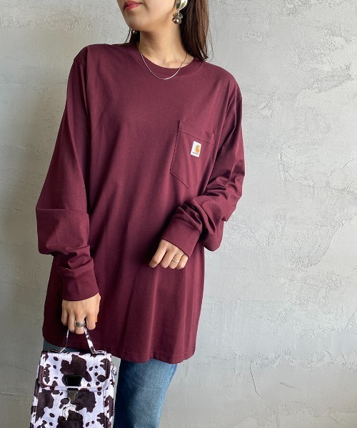 Carhartt WIP（カーハートダブリューアイピー）の「[carhartt WIP/カーハートダブリューアイピー] ロングスリーブ ポケットTシャツ（Tシャツ/カットソー・レディース・ホワイト/ブラック/オリーブ/ワイン/グリーン・S/M/L/XL/XS）」の5枚目の写真