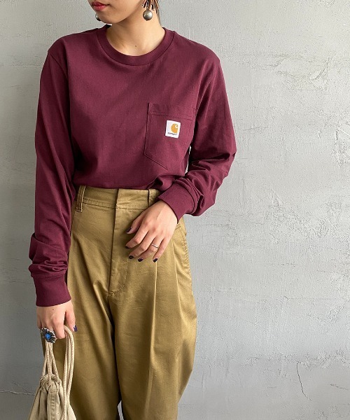 Carhartt WIP（カーハートダブリューアイピー）の「[carhartt WIP/カーハートダブリューアイピー] ロングスリーブ ポケットTシャツ（Tシャツ/カットソー・レディース・ホワイト/ブラック/オリーブ/ワイン/グリーン・S/M/L/XL/XS）」の9枚目の写真