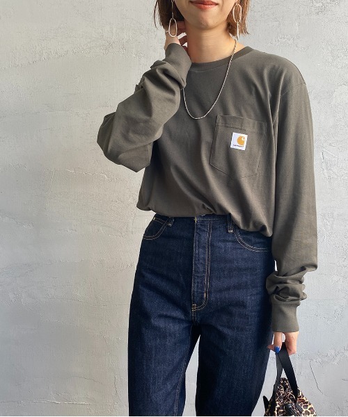 Carhartt WIP（カーハートダブリューアイピー）の「[carhartt WIP/カーハートダブリューアイピー] ロングスリーブ ポケットTシャツ（Tシャツ/カットソー・レディース・ホワイト/ブラック/オリーブ/ワイン/グリーン・S/M/L/XL/XS）」の21枚目の写真