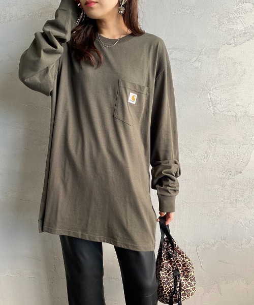 Carhartt WIP（カーハートダブリューアイピー）の「[carhartt WIP/カーハートダブリューアイピー] ロングスリーブ ポケットTシャツ（Tシャツ/カットソー・レディース・ホワイト/ブラック/オリーブ/ワイン/グリーン・S/M/L/XL/XS）」の22枚目の写真