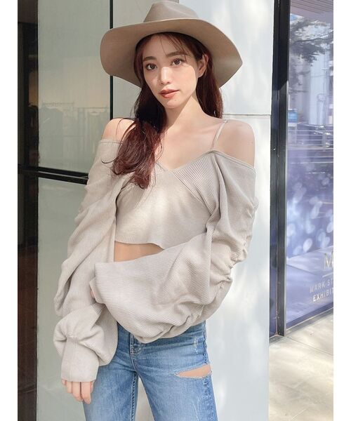 GYDA（ジェイダ）の「アームギャザーオフショル ニット トップス（ニット/セーター・レディース・アイボリー/ブラック/マスタード・FREE）」の6枚目の写真