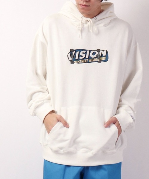 VISION STREET WEAR（ヴィジョンストリートウェア）の「VISION STREET WEAR 裏毛刺繍スウェットパーカー（パーカー・メンズ・グリーン/チャコールグレー/オフホワイト/ラベンダー・M/L/LL）」の2枚目の写真