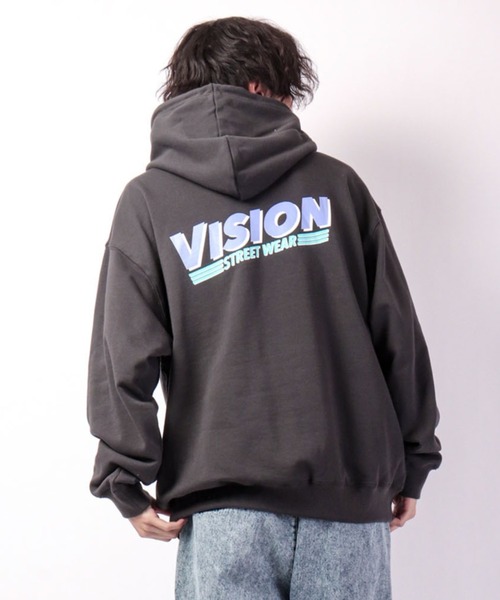 VISION STREET WEAR（ヴィジョンストリートウェア）の「VISION STREET WEAR 裏毛刺繍スウェットパーカー（パーカー・メンズ・グリーン/チャコールグレー/オフホワイト/ラベンダー・M/L/LL）」の3枚目の写真