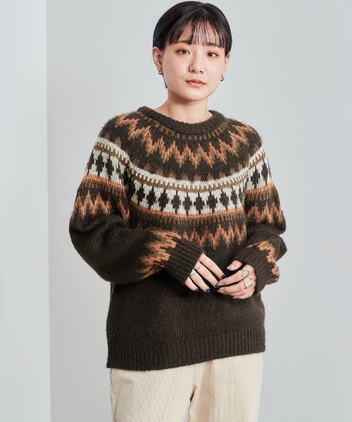 cepo（セポ）の「ノルディック ジャガードニット　柄アソート（ニット/セーター・レディース・オフホワイト/カーキ/ダークグレー/チャコール・M）」の3枚目の写真