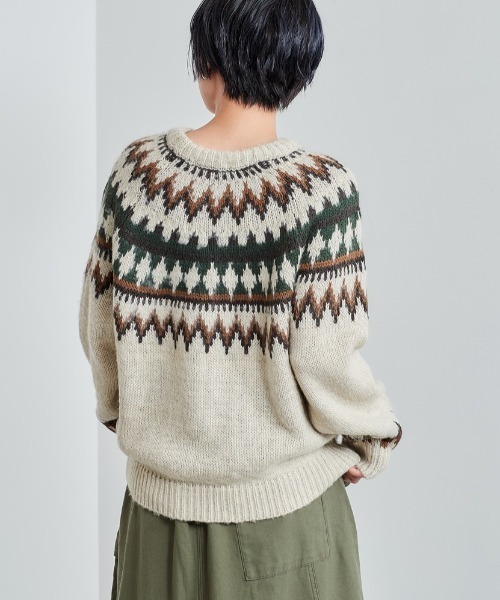 cepo（セポ）の「ノルディック ジャガードニット　柄アソート（ニット/セーター・レディース・オフホワイト/カーキ/ダークグレー/チャコール・M）」の5枚目の写真