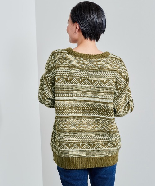 cepo（セポ）の「ノルディック ジャガードニット　柄アソート（ニット/セーター・レディース・オフホワイト/カーキ/ダークグレー/チャコール・M）」の16枚目の写真