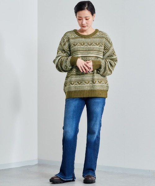 cepo（セポ）の「ノルディック ジャガードニット　柄アソート（ニット/セーター・レディース・オフホワイト/カーキ/ダークグレー/チャコール・M）」の17枚目の写真