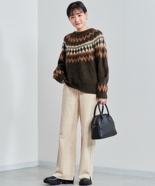 cepo（セポ）の「ノルディック ジャガードニット　柄アソート（ニット/セーター・レディース・オフホワイト/カーキ/ダークグレー/チャコール・M）」の13枚目の写真