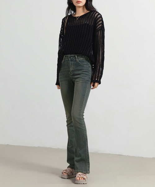 美品◆moussy フレアデニム ハイウエスト ブーツカット ◇ロング 26 美品】MOUSSY マウジー MVS FLARE フレアデニム26