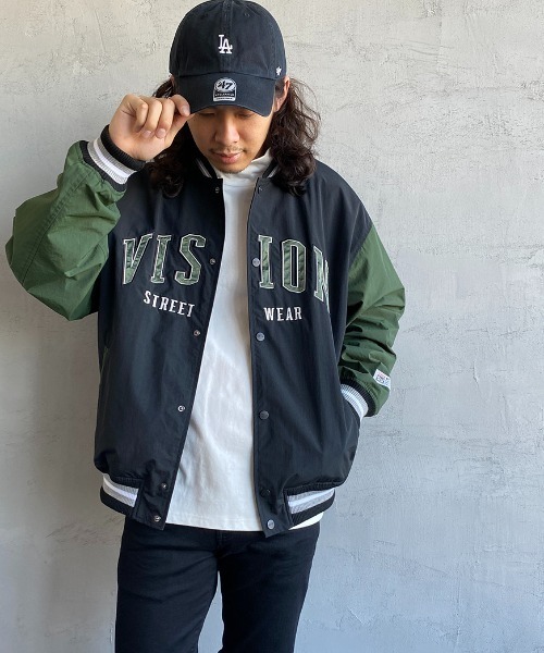 VISION STREET WEAR（ヴィジョンストリートウェア）の「【WEB限定】[VISION STREET WEAR/ビジョンストリートウェアー] ビッグシルエット ナイロンワッペンスタジャン（スタジャン・レディース・ブラック/グリーン・M/L）」の5枚目の写真