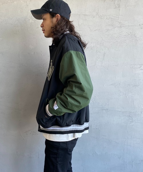 VISION STREET WEAR（ヴィジョンストリートウェア）の「【WEB限定】[VISION STREET WEAR/ビジョンストリートウェアー] ビッグシルエット ナイロンワッペンスタジャン（スタジャン・レディース・ブラック/グリーン・M/L）」の6枚目の写真