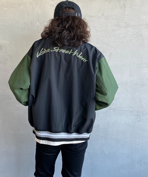 VISION STREET WEAR（ヴィジョンストリートウェア）の「【WEB限定】[VISION STREET WEAR/ビジョンストリートウェアー] ビッグシルエット ナイロンワッペンスタジャン（スタジャン・レディース・ブラック/グリーン・M/L）」の7枚目の写真