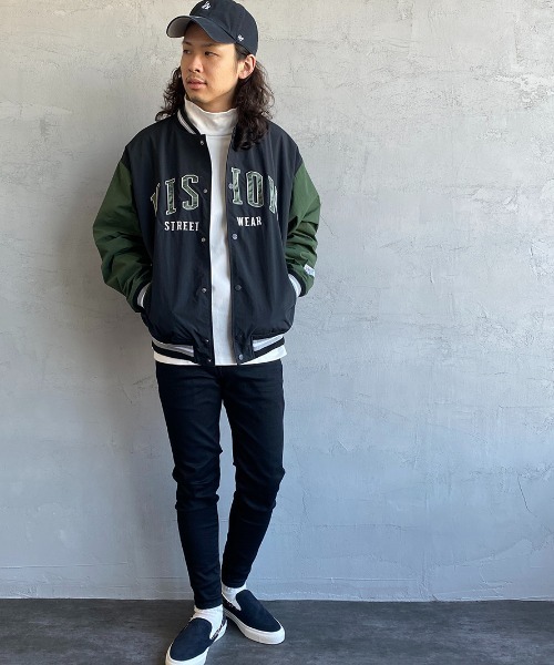 VISION STREET WEAR（ヴィジョンストリートウェア）の「【WEB限定】[VISION STREET WEAR/ビジョンストリートウェアー] ビッグシルエット ナイロンワッペンスタジャン（スタジャン・レディース・ブラック/グリーン・M/L）」の8枚目の写真