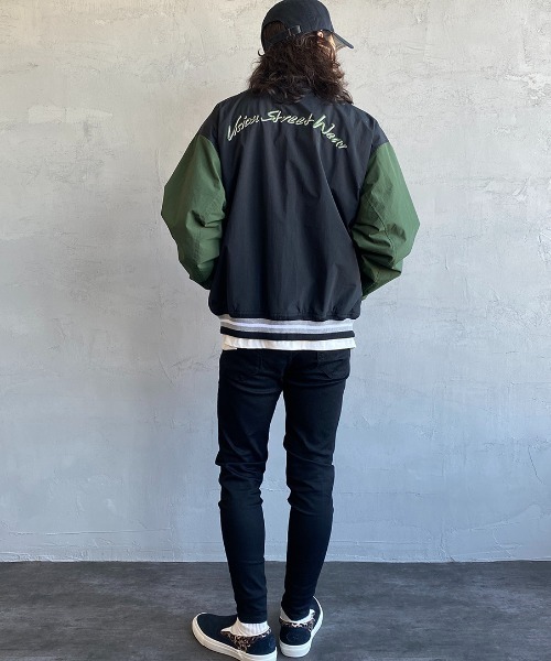 VISION STREET WEAR（ヴィジョンストリートウェア）の「【WEB限定】[VISION STREET WEAR/ビジョンストリートウェアー] ビッグシルエット ナイロンワッペンスタジャン（スタジャン・レディース・ブラック/グリーン・M/L）」の10枚目の写真