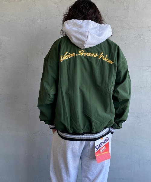VISION STREET WEAR（ヴィジョンストリートウェア）の「【WEB限定】[VISION STREET WEAR/ビジョンストリートウェアー] ビッグシルエット ナイロンワッペンスタジャン（スタジャン・レディース・ブラック/グリーン・M/L）」の14枚目の写真