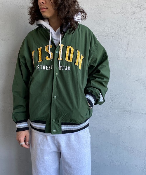 VISION STREET WEAR（ヴィジョンストリートウェア）の「【WEB限定】[VISION STREET WEAR/ビジョンストリートウェアー] ビッグシルエット ナイロンワッペンスタジャン（スタジャン・レディース・ブラック/グリーン・M/L）」の12枚目の写真