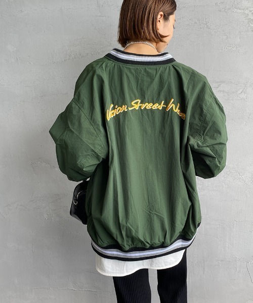 VISION STREET WEAR（ヴィジョンストリートウェア）の「【WEB限定】[VISION STREET WEAR/ビジョンストリートウェアー] ビッグシルエット ナイロンワッペンスタジャン（スタジャン・レディース・ブラック/グリーン・M/L）」の22枚目の写真