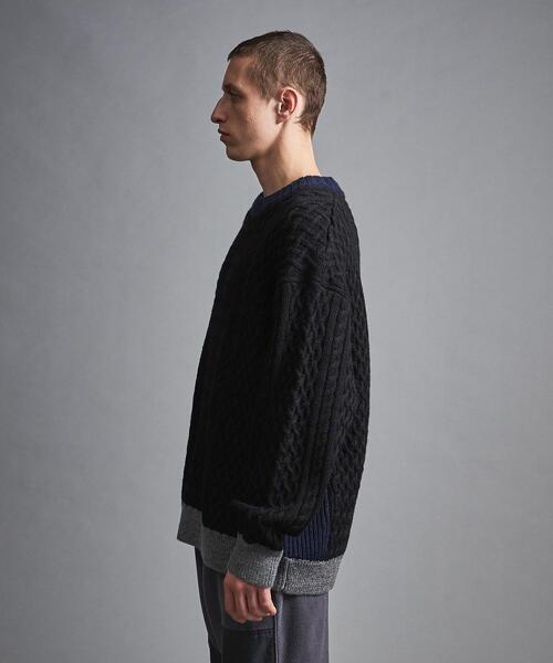 MONKEY TIME（モンキータイム）の「＜monkey time＞ NRW/WL SWCG ALN CN/ニット（ニット/セーター・メンズ・ブラック/ベージュ・XL/S/M/L）」の7枚目の写真