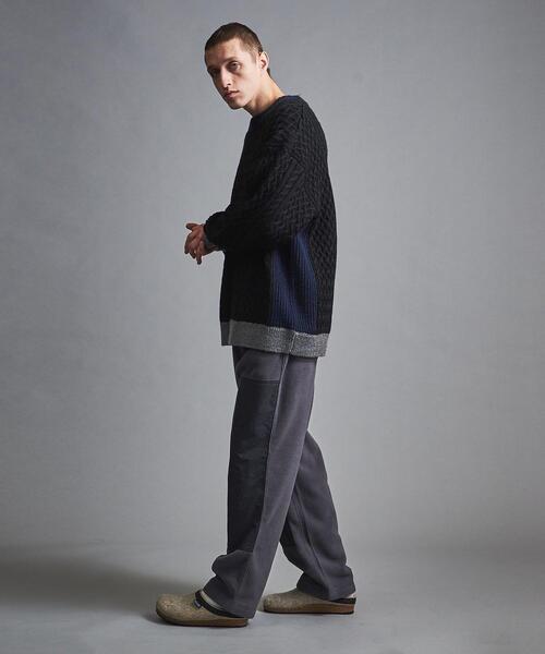 MONKEY TIME（モンキータイム）の「＜monkey time＞ NRW/WL SWCG ALN CN/ニット（ニット/セーター・メンズ・ブラック/ベージュ・XL/S/M/L）」の5枚目の写真