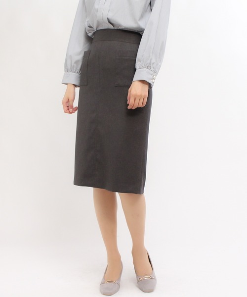 TRUDEA（トルディア）の「ポケ付きバックスリットタイトスカート（スカート・レディース・グレー/グレイッシュベージュ/ブラック・MEDIUM/LARGE/SMALL/X-SMALL）」の3枚目の写真