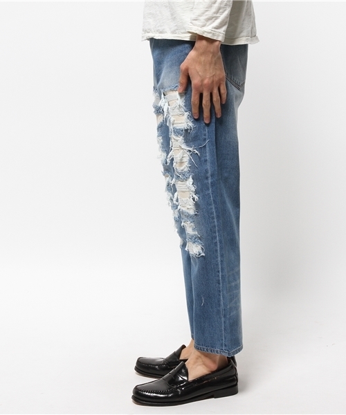 WEGO(ウィゴー)の「WEGO/クラッシュアンクルデニムパンツ(デニムパンツ・メンズ・インディゴブルー・MEDIUM/LARGE)」の2枚目の写真