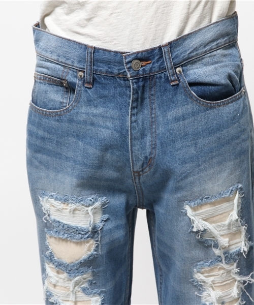 WEGO(ウィゴー)の「WEGO/クラッシュアンクルデニムパンツ(デニムパンツ・メンズ・インディゴブルー・MEDIUM/LARGE)」の10枚目の写真