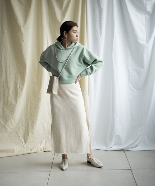 mona Belinda(モナベリンダ)の「裾スリットフリンジスカート(スカート・レディース・ホワイト/チャコールグレー・FREE)」の10枚目の写真