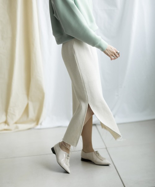 mona Belinda(モナベリンダ)の「裾スリットフリンジスカート(スカート・レディース・ホワイト/チャコールグレー・FREE)」の13枚目の写真