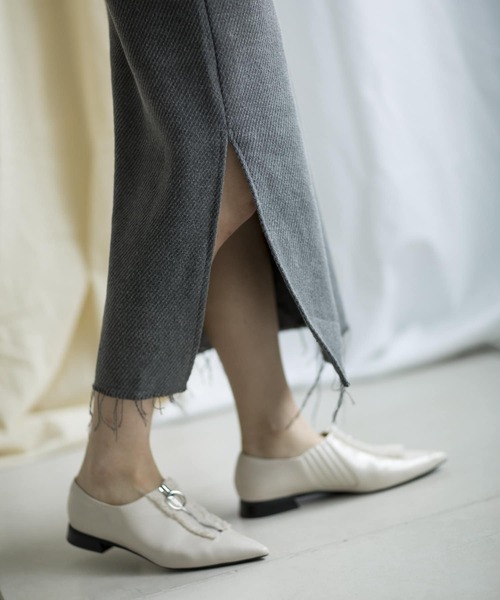 mona Belinda(モナベリンダ)の「裾スリットフリンジスカート(スカート・レディース・ホワイト/チャコールグレー・FREE)」の9枚目の写真