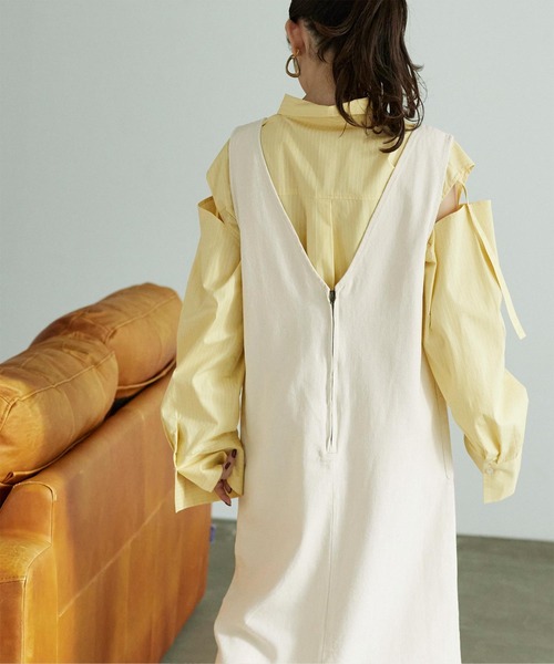 titivate(ティティベイト)の「Vネックデニムワンピース(ワンピース・レディース・ホワイト系その他/ブラック/ネイビー・S/M/L)」の14枚目の写真