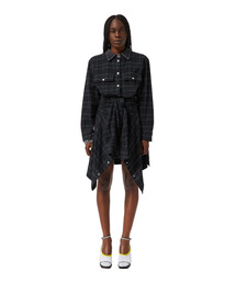 DIESEL | レディース ワンピース チェック シャツドレス 長袖 デニムミックス(ワンピース)