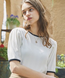 PURIL | 【PURIL】パイピングタックスリーブ半袖リブトップス(Tシャツ/カットソー)